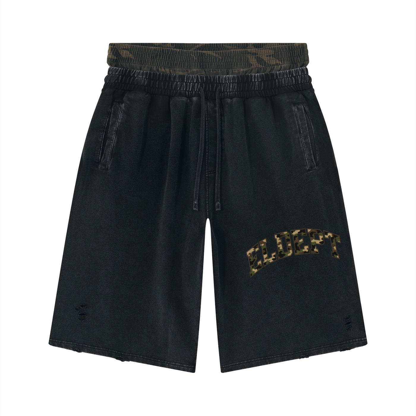 Black Sagged Army Shorts